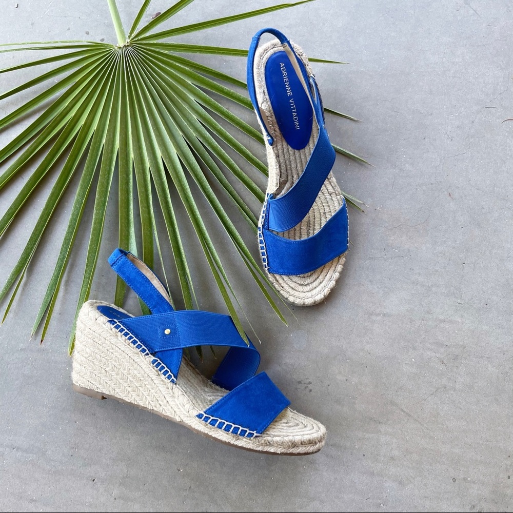 Adrienne Vittadini Royal Blue Espadrille Wedge Sandals - Picture 3 of 10